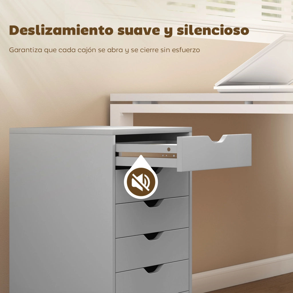 Scrivania con cassetti ¨C ZephMum ¨C Grigio 6 cassetti ruote
