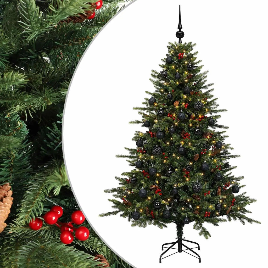 Albero di Natale artificiale con palline 120 cm 150 LED 3465581