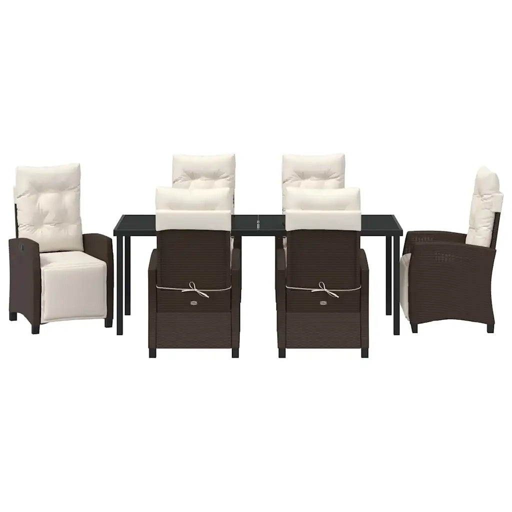 Set da Pranzo per Giardino con cuscino 7 pcs Marrone polyrattan 3380433