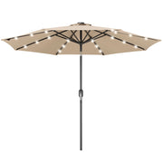 Ombrellone da Giardino 270 cm con Luci LED Parasole Ecru Antivento Esterno 8 Ribs