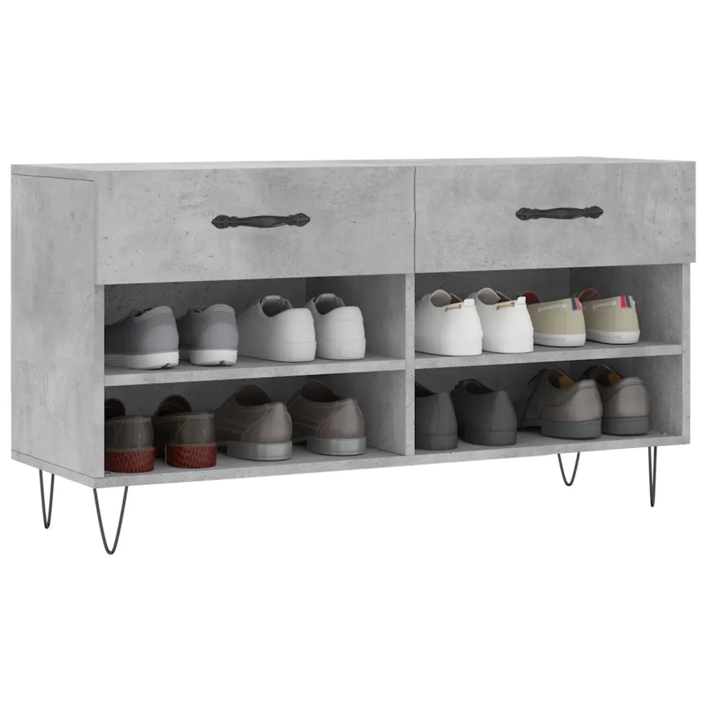 Panca Porta Scarpe | Scarpiera | Mobile per scarpe Grigio Cemento 102x35x55cm Legno Multistrato