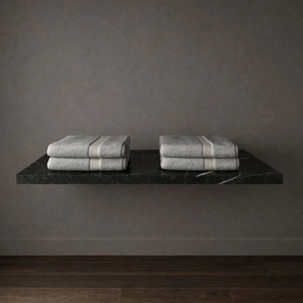 Mensola inferiore lavabo sospeso freya in artificial stone nero e bianco venato *** finitura- nero, confezione 1