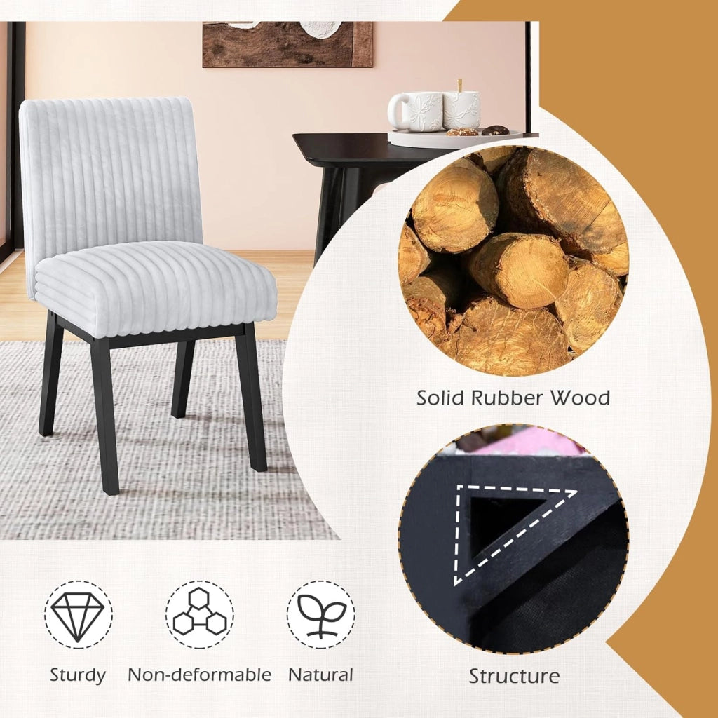 Set di 2 sedie da pranzo, sedie da cucina rivestite in flanella e gambe in legno di gomma, portata fino a 180 kg, per soggiorno, camera da letto