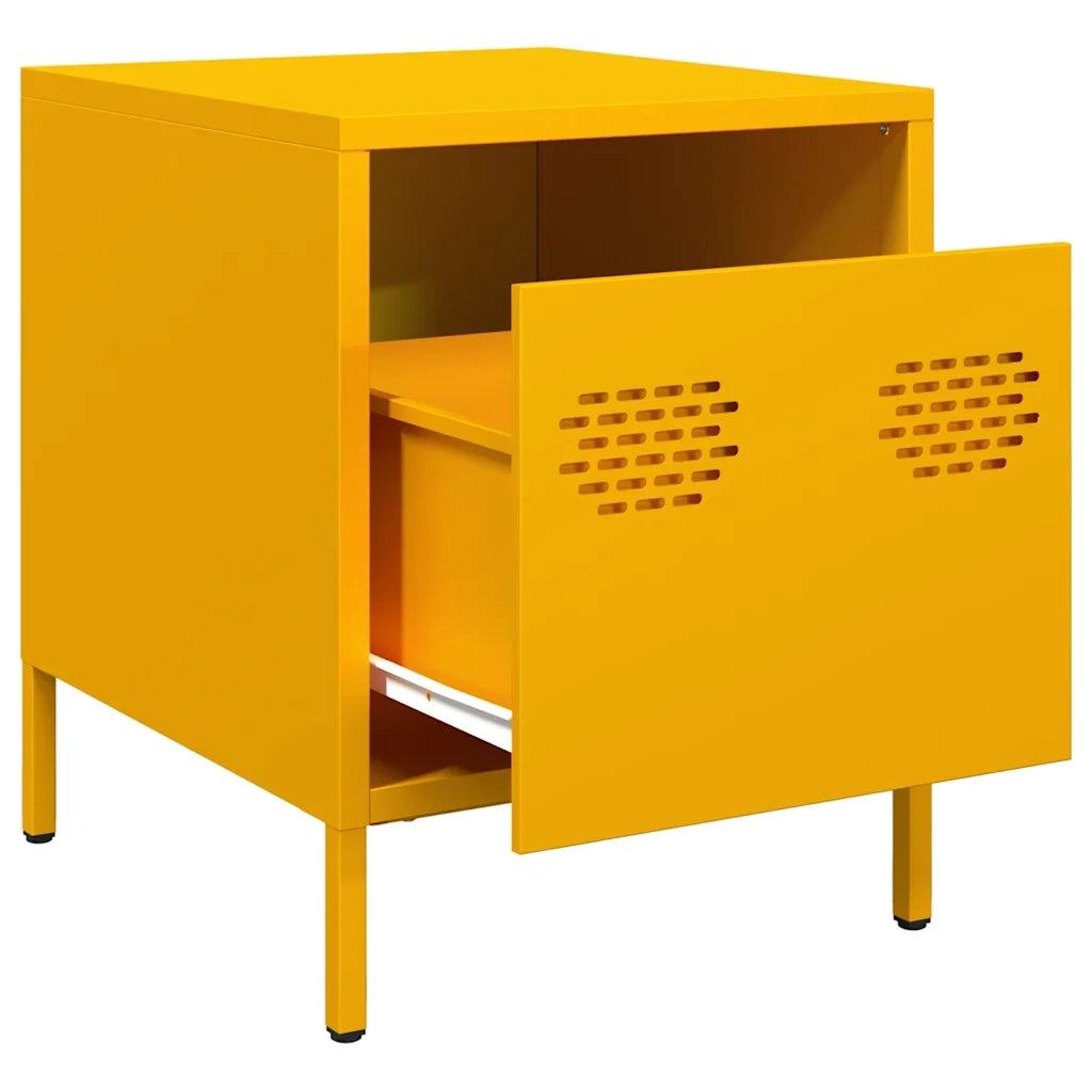 Comodini 2 pz Giallo Senape 35x39x43,5 cm in Acciaio 851251