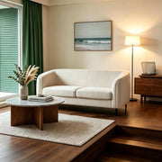 Divano letto 2 posti con seduta ampia, cuscino spesso e supporto a molle insacchettate per relax in poliestere beige