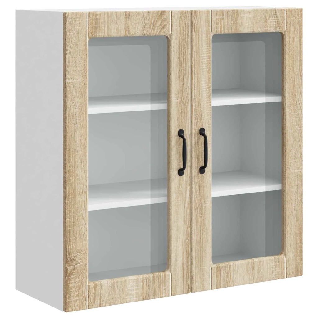 Pensile da cucina | Mobile in vetro da parete PORTO Rovere Sonoma 80 x 31 x 80 cm