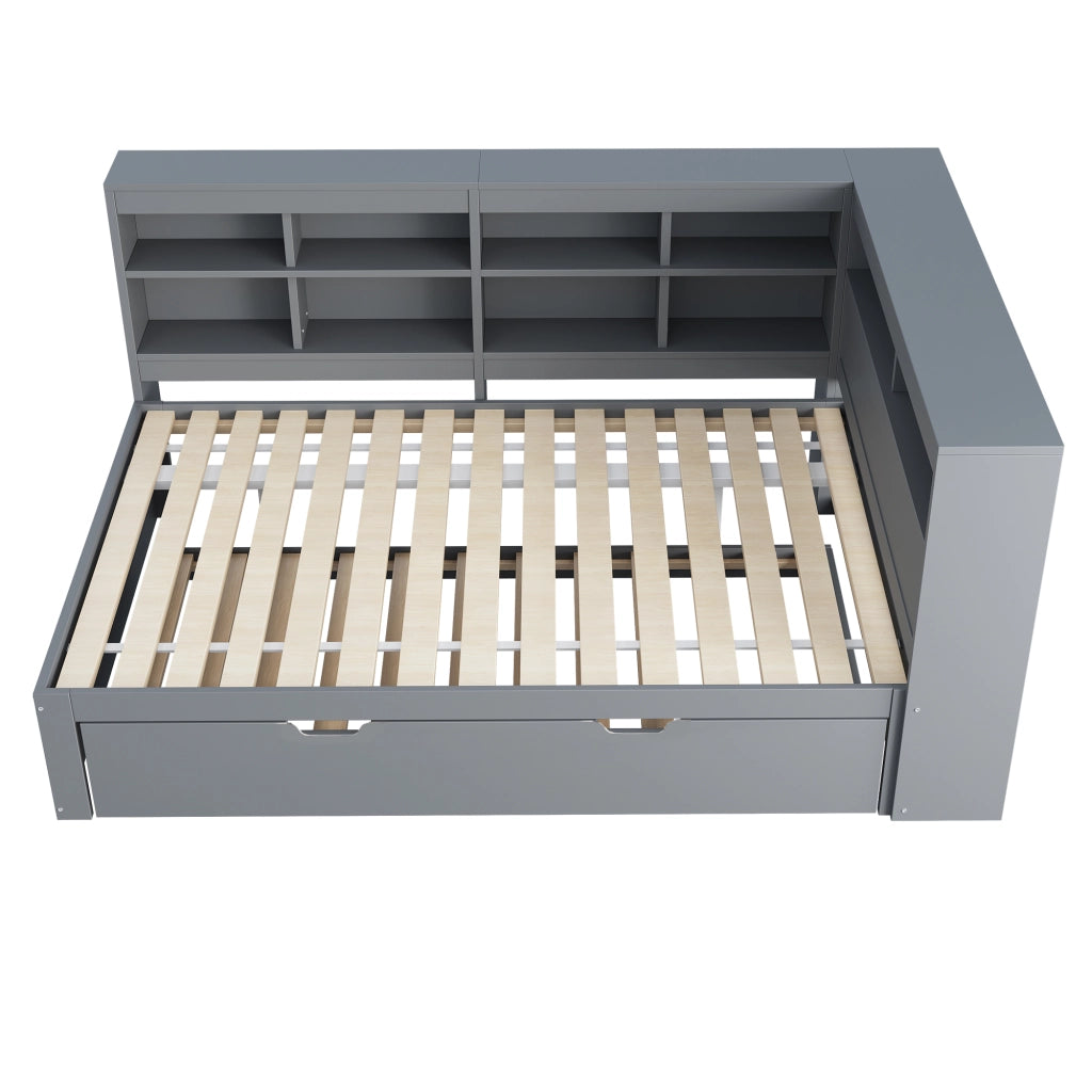 Divano letto funzionale legno grigio 140x200 cm