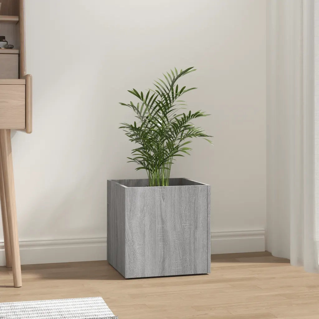 Fioriera | Cassetta per fiori | Vaso Grigio Sonoma 40x40x40 cm in Legno Multistrato