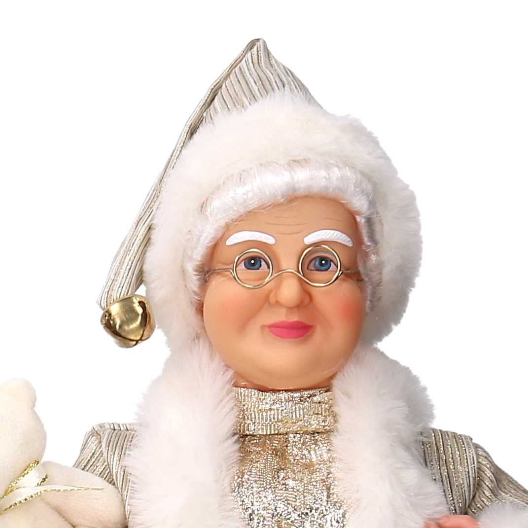 Babbo natale in tessuto signora oro cm xh45