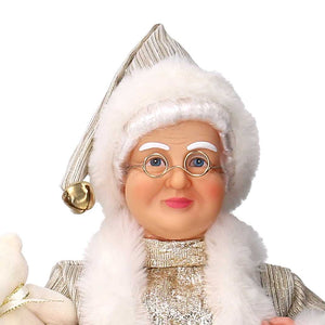 Babbo natale in tessuto signora oro cm xh45