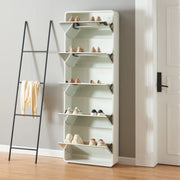 Scarpiera Aure con Ante a Specchio e 5 Contenitori Ribaltabili 180 x 63 x 24 cm Bianco [en.casa]