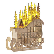 Decorazione natalizia Luce marrone LED Calendario dell'Avvento a forma di slitta Decorazione scandinava