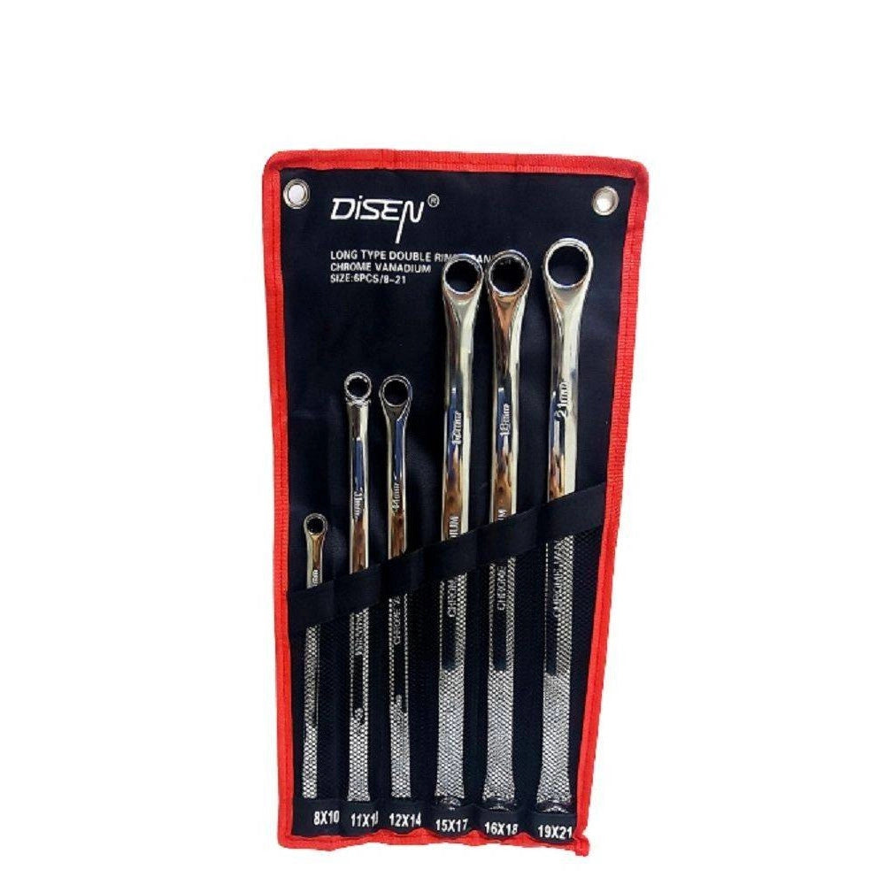 Trade Shop - Set 6 Pz Chiavi Inglesi Extra Lungo Double Chiavi Poligonali Da 8mm-21mm Metrico -
