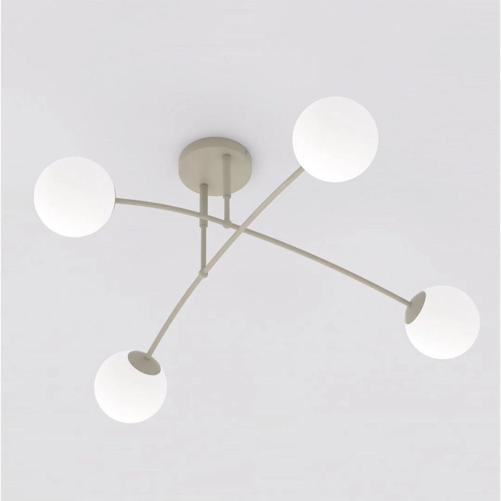 Lampada a sospensione PREGOS in acciaio beige e vetro opalino
