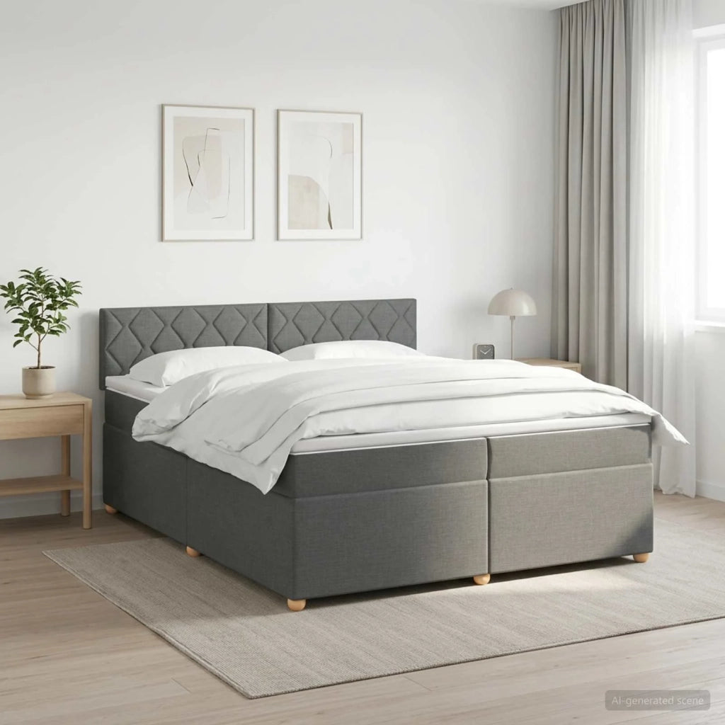 Letto box spring con materasso Grigio Scuro 200 x 200 cm 3452507