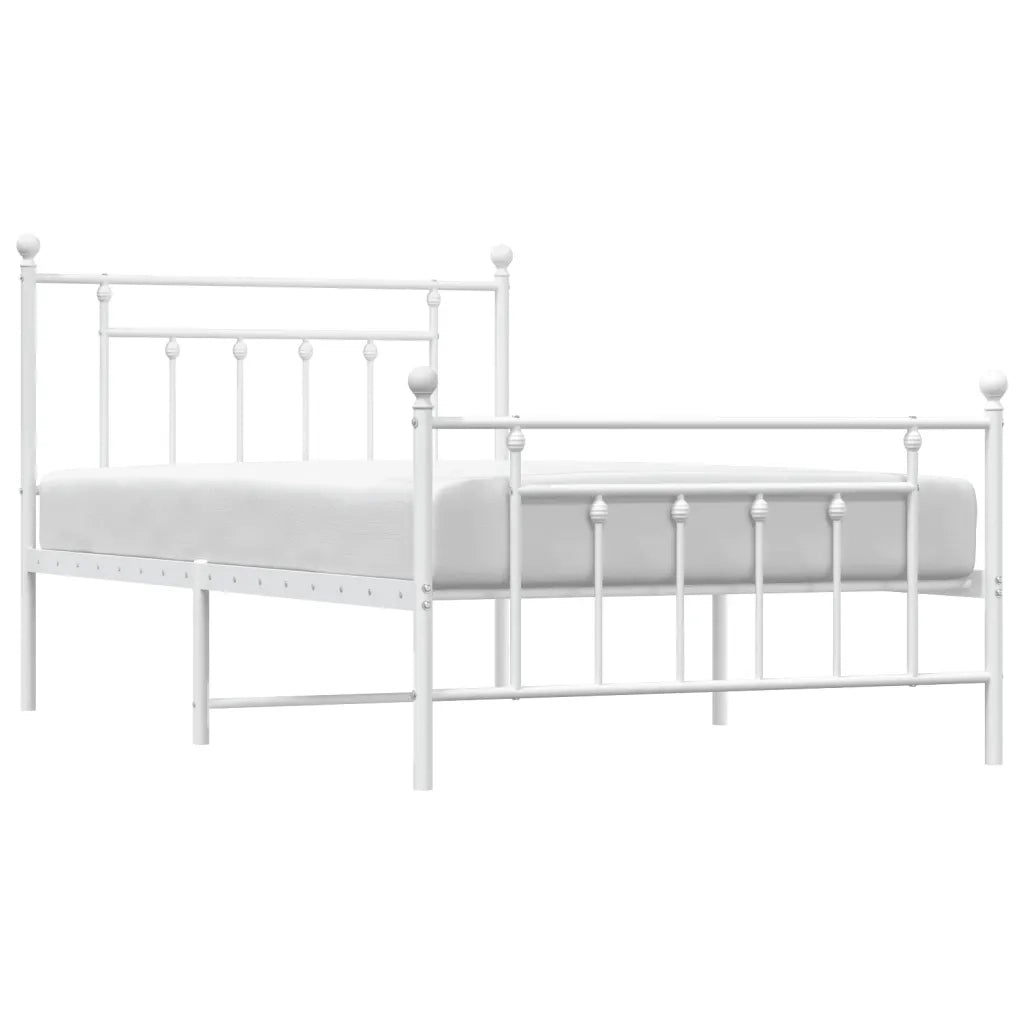 Giroletto con Testiera e Pediera-Struttura Letto Metallo Bianco 107x203 cm 397507