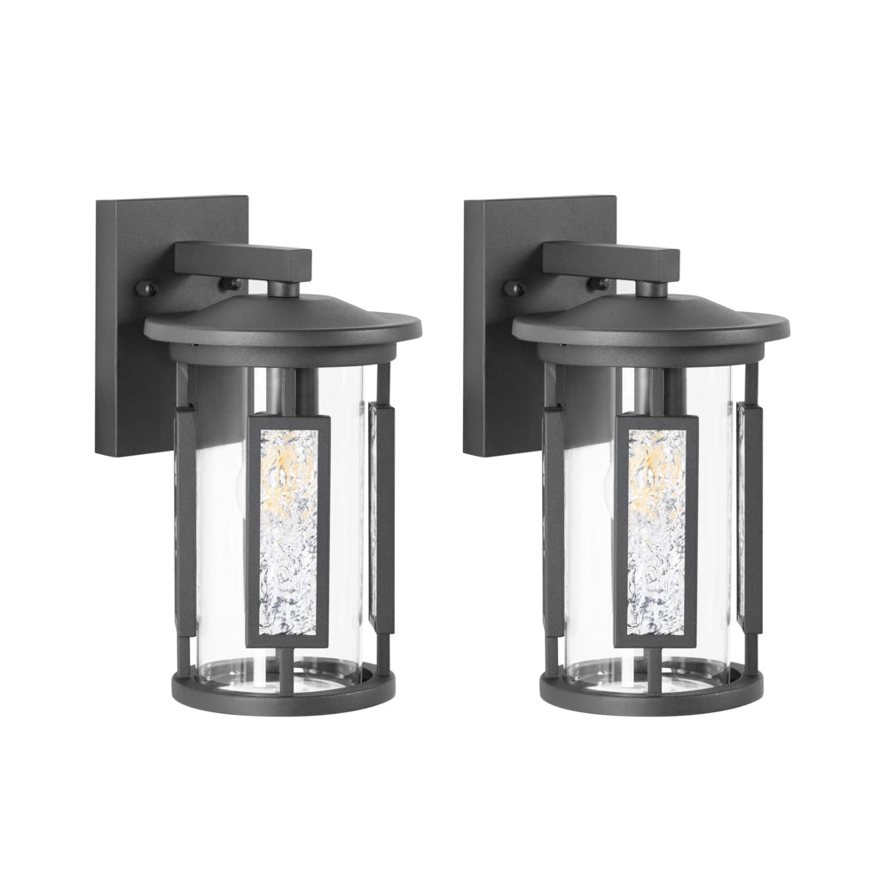 Set di 2 Applique da Esterno in Metallo Nero Stile Tradizionale per Ingresso e Portico
