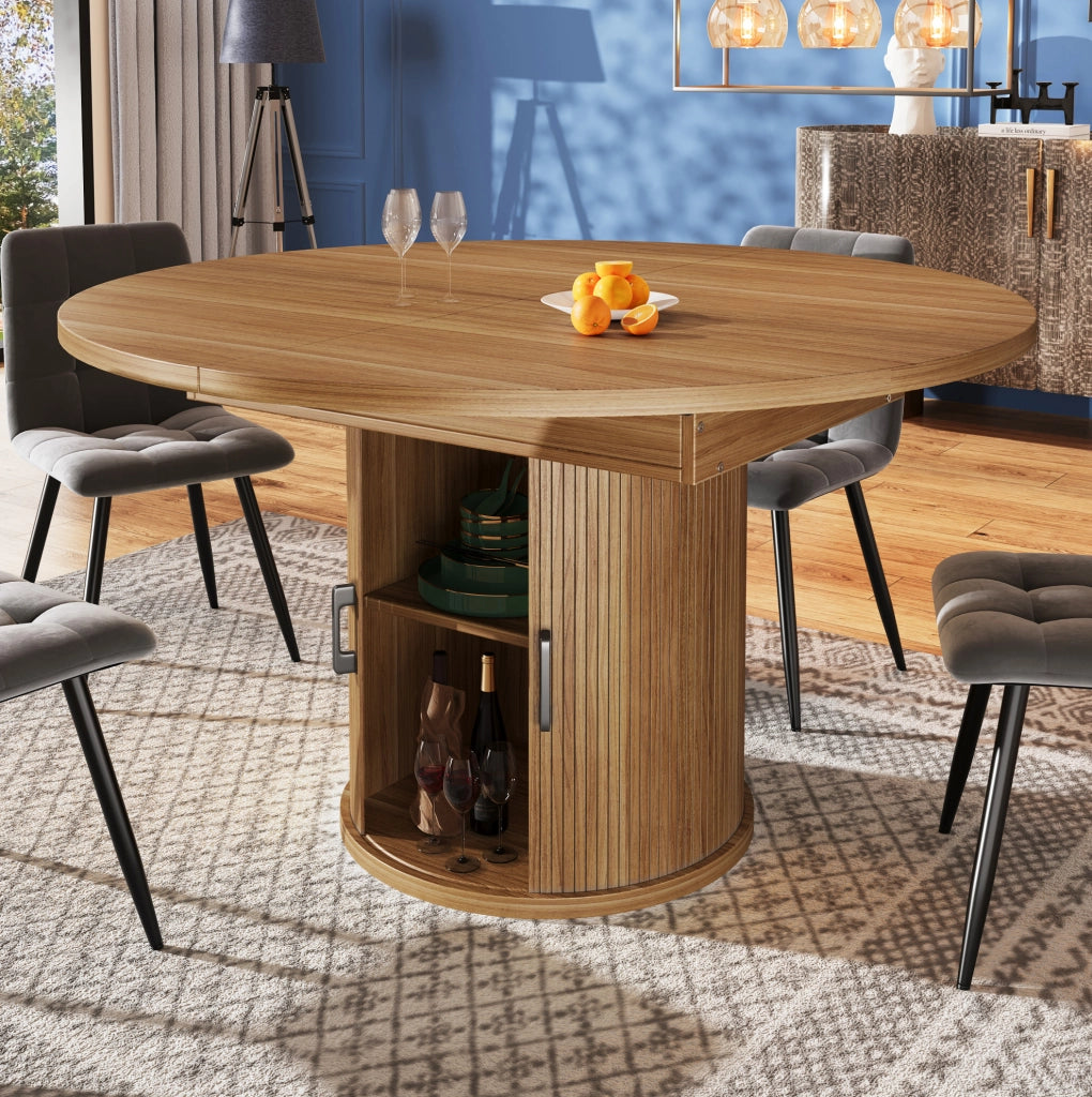 Tavolo da pranzo allungabile 118(158)x118x76.8 cm con vano contenitore; MDF; finitura noce