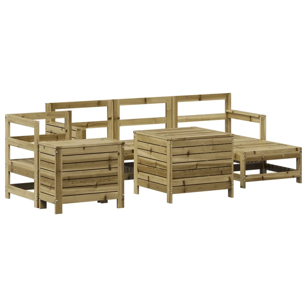 Set Divani da Giardino 7 pz in Legno Impregnato di Pino 3250543