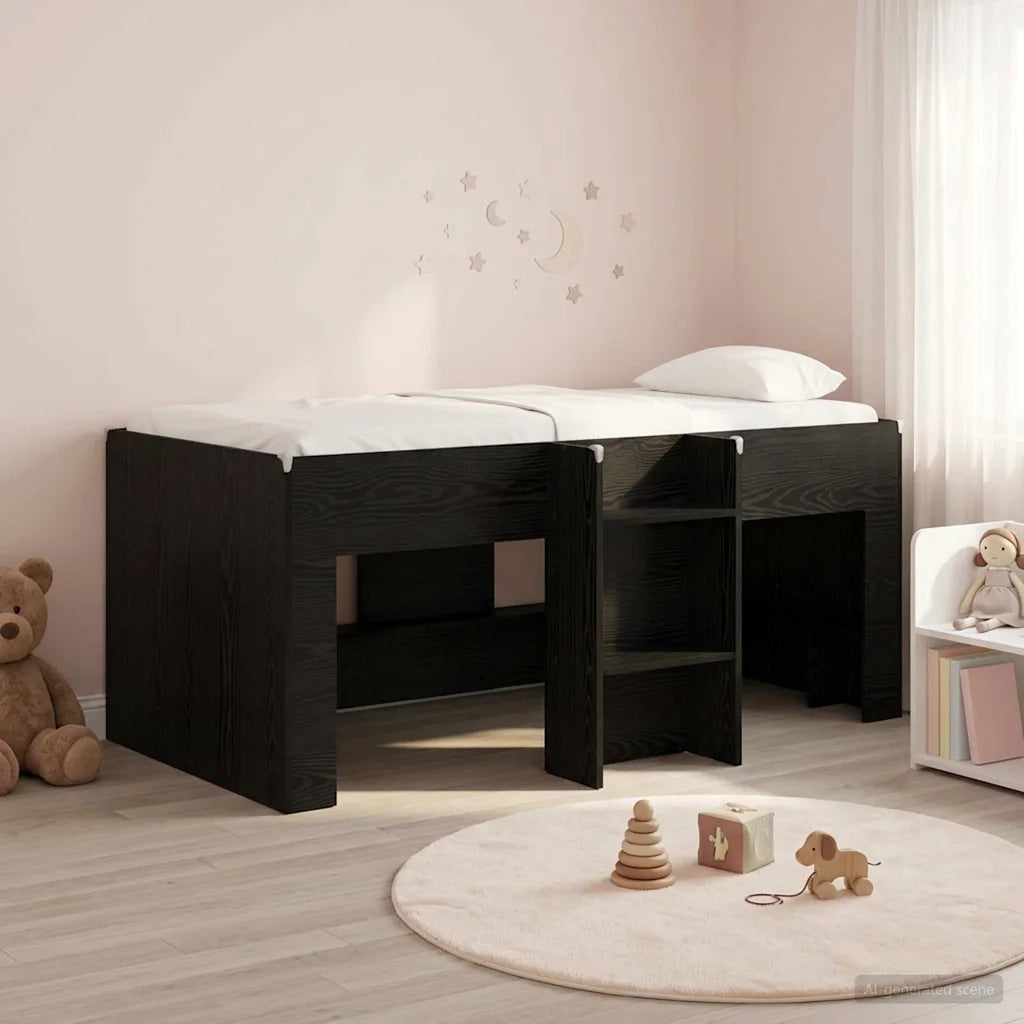 Letto Alto per Bambini 2 pcs Rovere Nero 163 x 101,1 x 68,5 cm