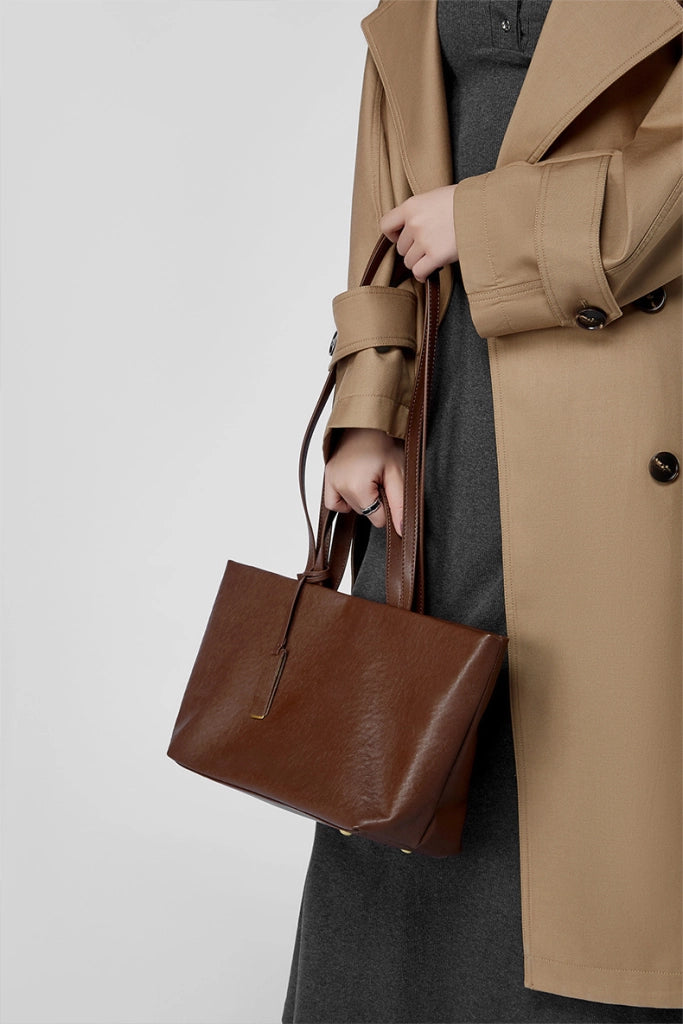 Borsa a tracolla da donna in vera pelle marrone