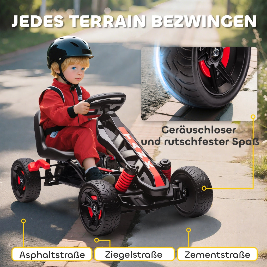Go-Kart per Bambini con Pedali ¨C zephmum ¨C Rosso, Telaio in Metallo