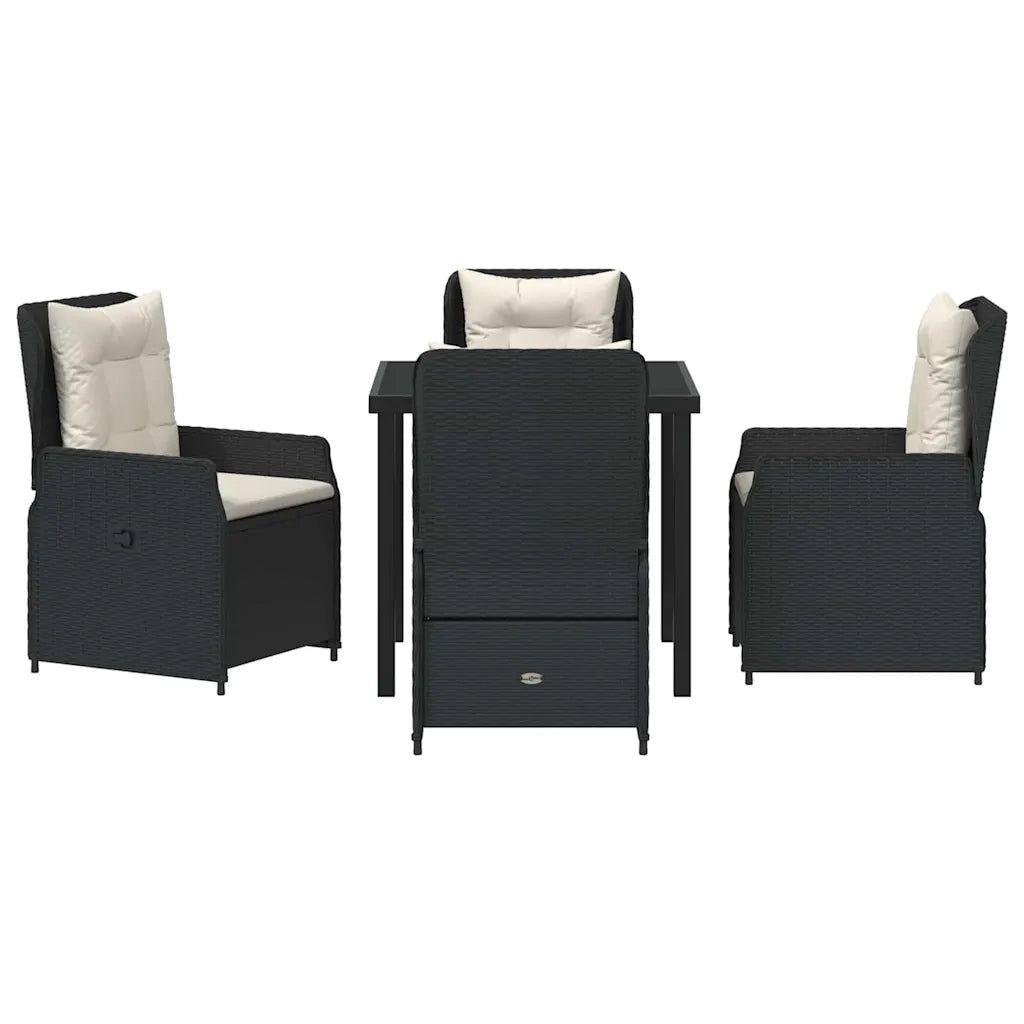 Set da Pranzo per Giardino 5 pcs Nero polyrattan 3380940