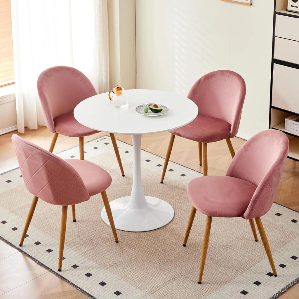 GrandCA HOME Set di 6 Sedie per Sala da Pranzo in Velluto, Sedie da Cucina Imbottite con Gambe in Metallo, per Soggiorno, Verde+Blu+Rosa