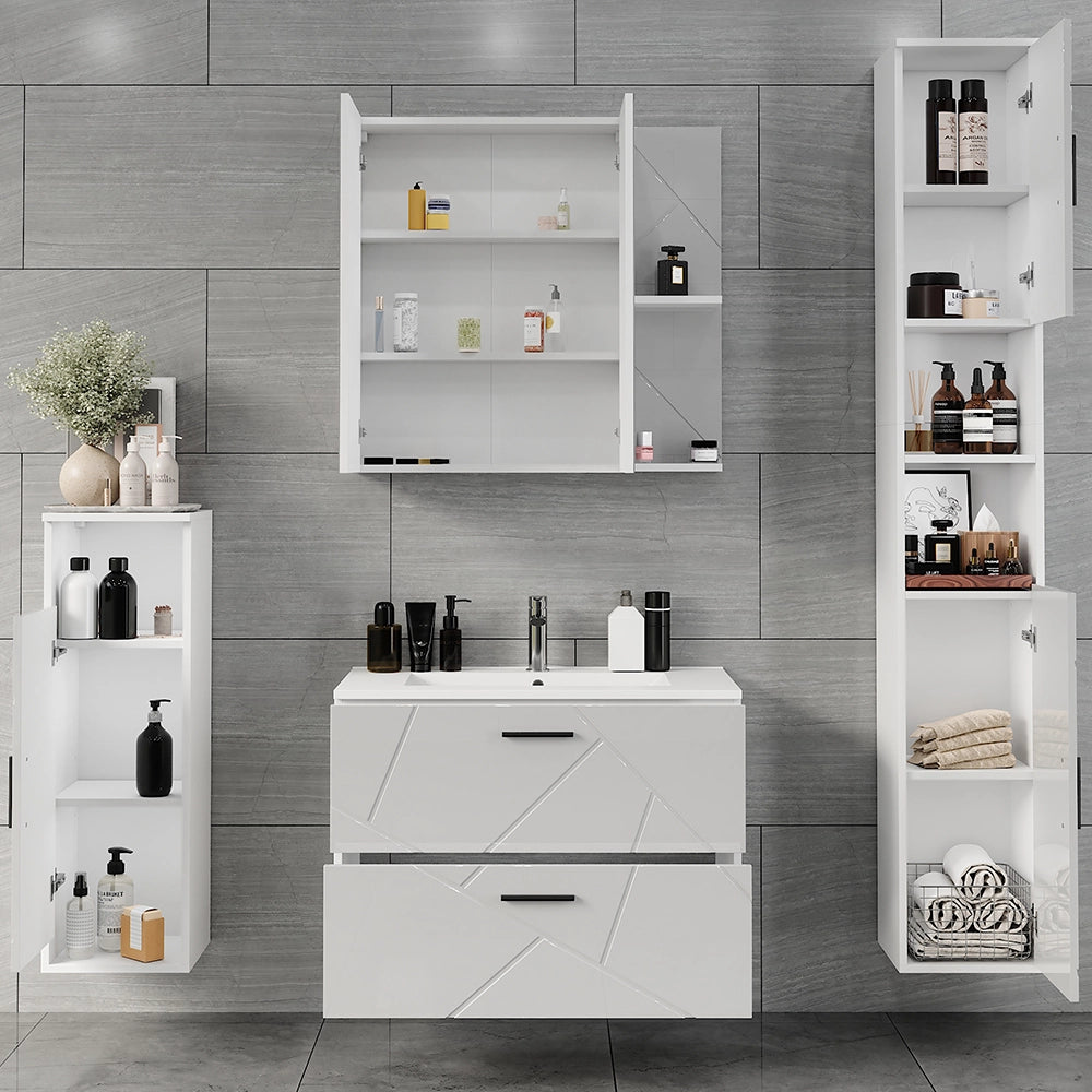 Vicco Set di mobili da bagno Bianco/bianco lucido 5 parti