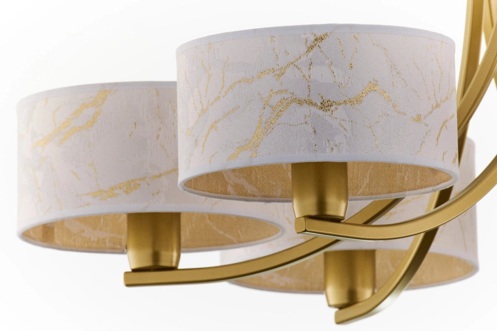 Lampadario ARTHUR Jupiter oro lucido 6xE27 paralumi bianchi