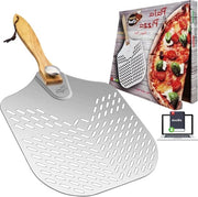 Spiedino per pizza - manico in alluminio - con presa manuale - professionale - accessorio da cucina per pizza e focaccia