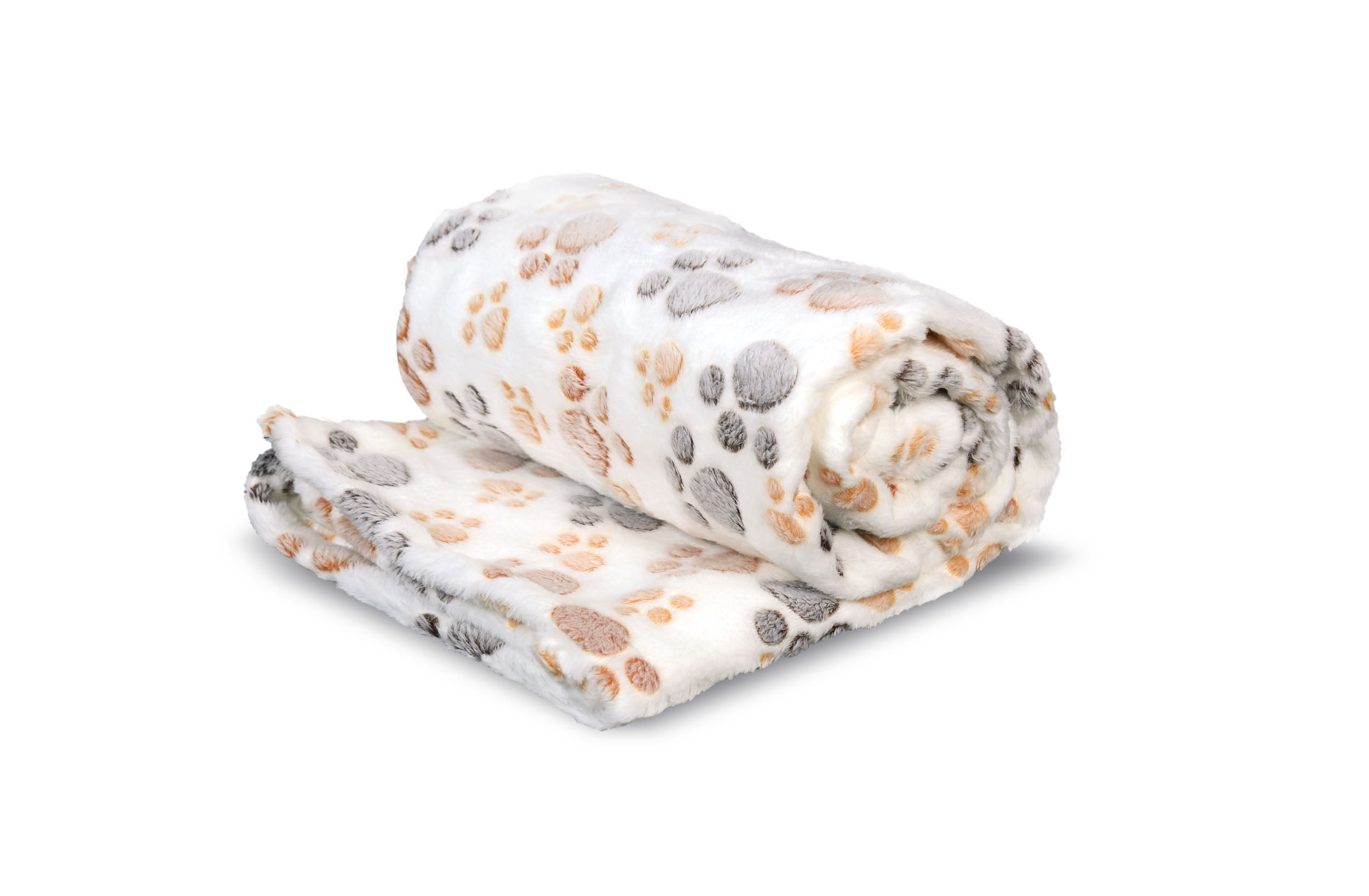 AIO FACTORY Coperta in pile 100x70 cm Coperta per cani con zampe marrone-grigio bianca