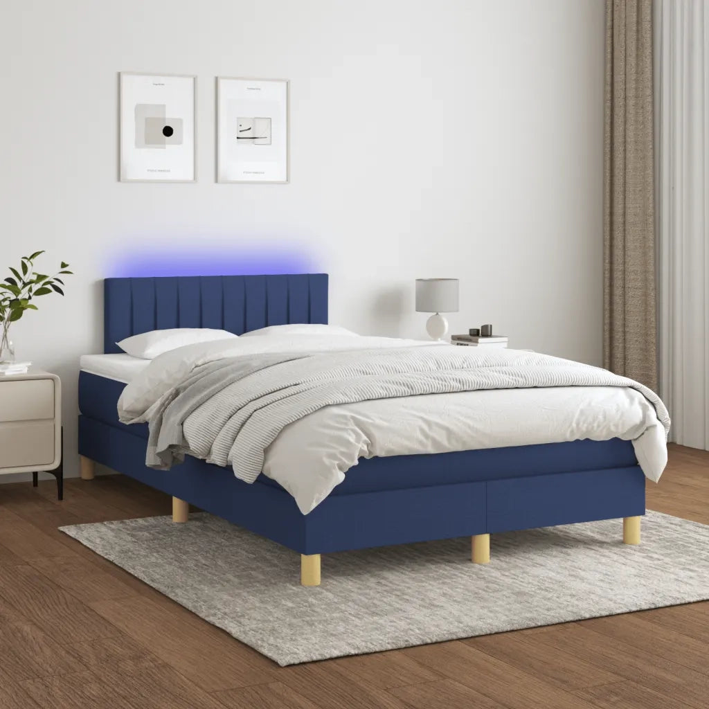 Letto a Molle con Materasso e LED Blu 120x200cm in Tessuto 3133867