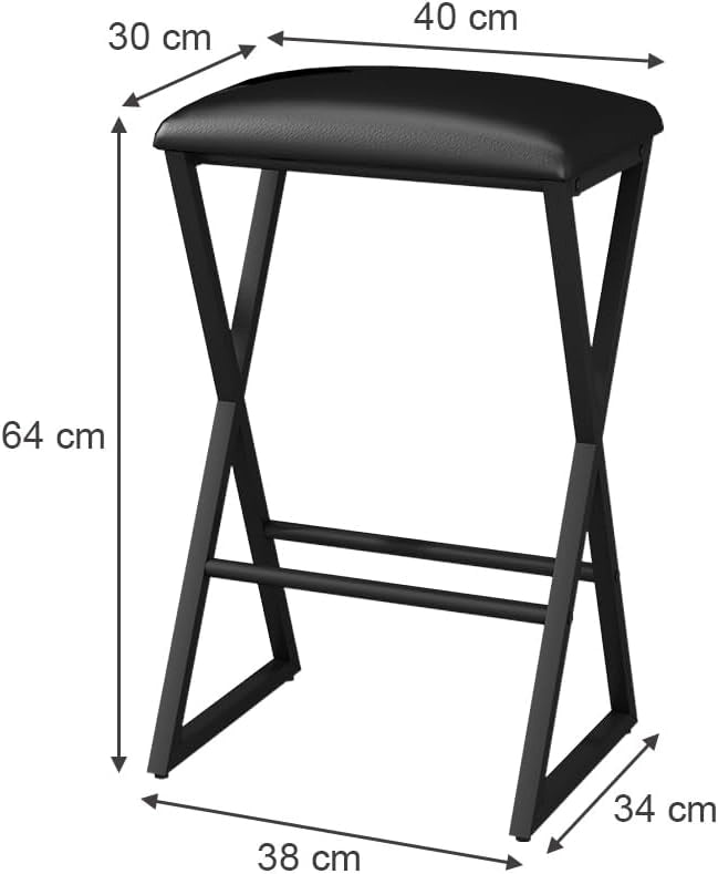 Set di 2 sgabelli da bar Vault, Nero, 40 x 64 cm 2 parti, con poggiapiedi e gambe in metallo verniciato a polvere