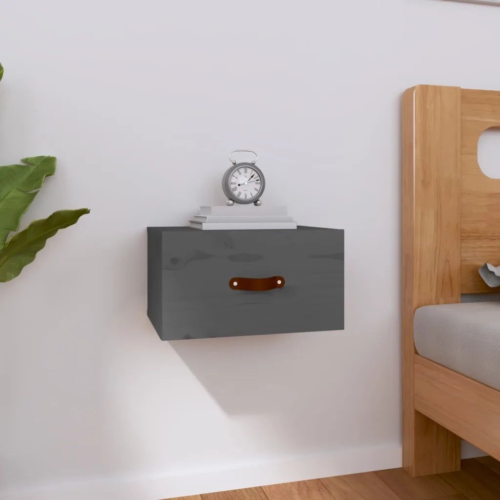 Comodino | Armadio da Notte | Mobiletto da notte a Muro Grigio 40x29,5x22 cm