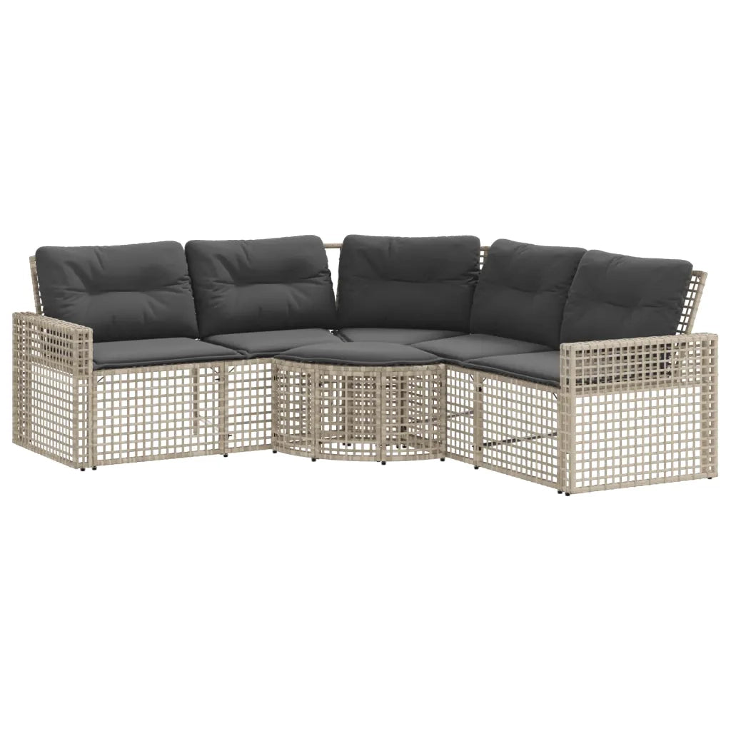 Divano da Giardino a L Cuscini e Pouf-Sofa da Giardino-Divano da esterno Grigio Chiaro Polyrattan