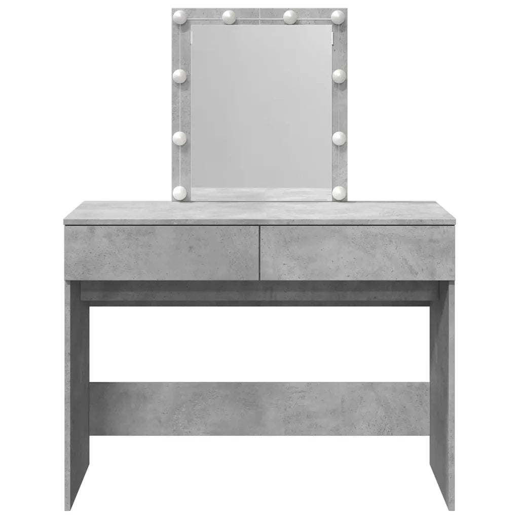 Toeletta | Tavolo da Trucco con LED Grigio Cemento 100x40x130 cm