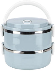 Lunchbox Geïsoleata, Contenitore di Cibo Termoisolato, Blu, Portatile, in Acciaio Inossidabile, per Picnic, Viaggio, Campeggio (Doppio Strato)