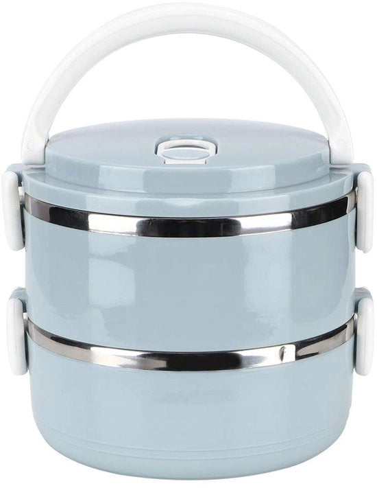 Lunchbox Geïsoleata, Contenitore di Cibo Termoisolato, Blu, Portatile, in Acciaio Inossidabile, per Picnic, Viaggio, Campeggio (Doppio Strato)