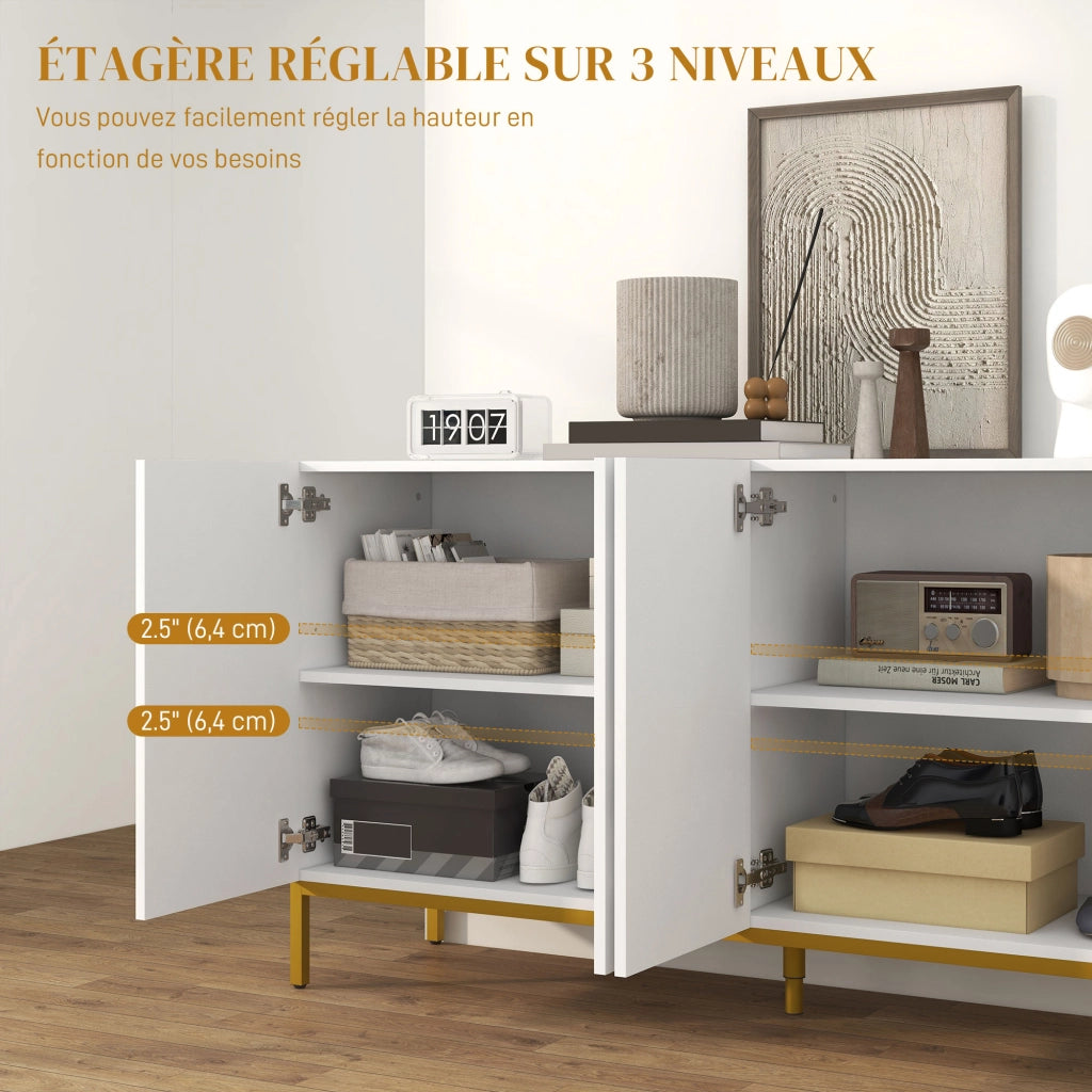 Credenza design moderno ¨C zephmum ¨C bianco legno metallo dorato