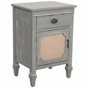 Tavolino in legno laccato blu con griglia  46x36x68h cm