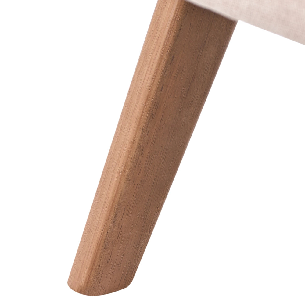 Poltrona in tessuto effetto lino tortora design retrò struttura in legno braccioli per soggiorno