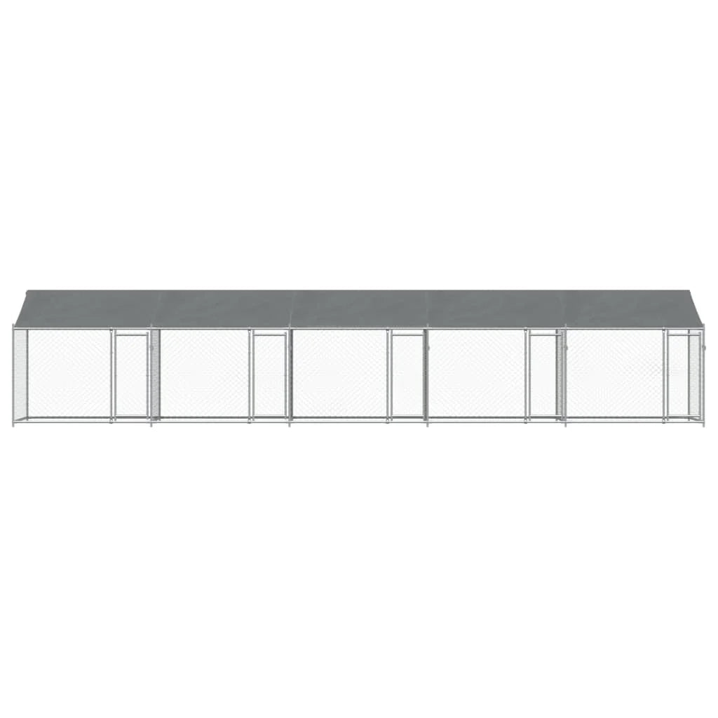 Trasportino per cani con tetto/porte 10 x 2 x 2 m acciaio zincato grigio 02_0041637