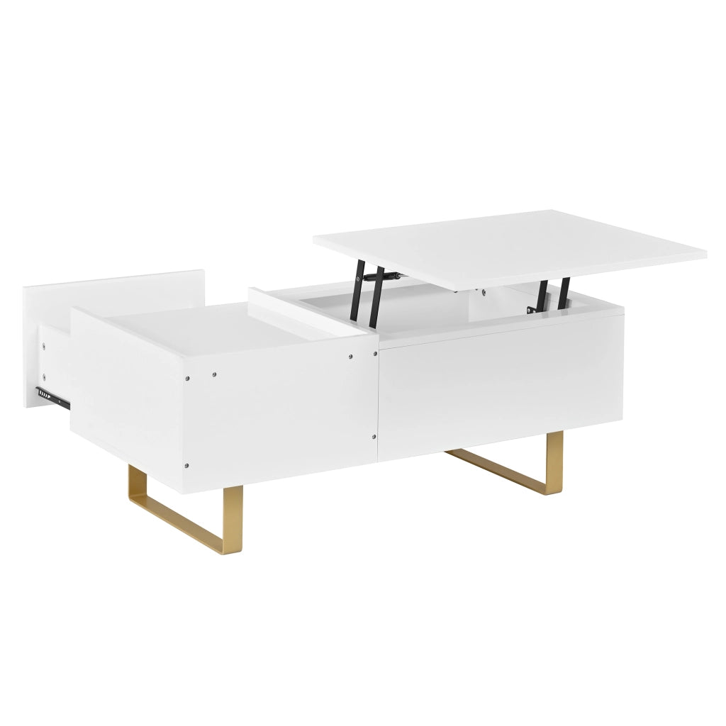 TAVOLINO Basso Rettangolare Altezza Regolabile 100x50x54,5 cm MDF Bianco
