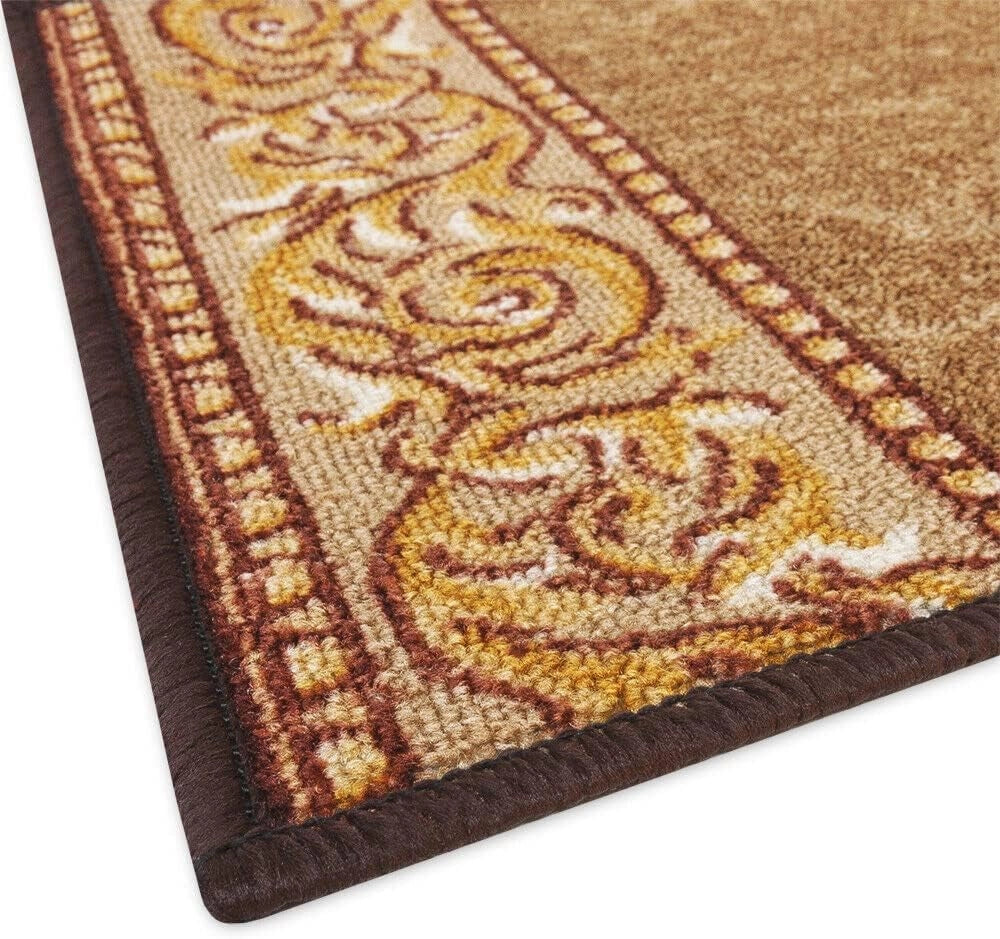 Passatoia Scala Bordata 67x800 cm Ingresso Corridoio Tappeto Cucina Gradini Stile Barocco Marrone