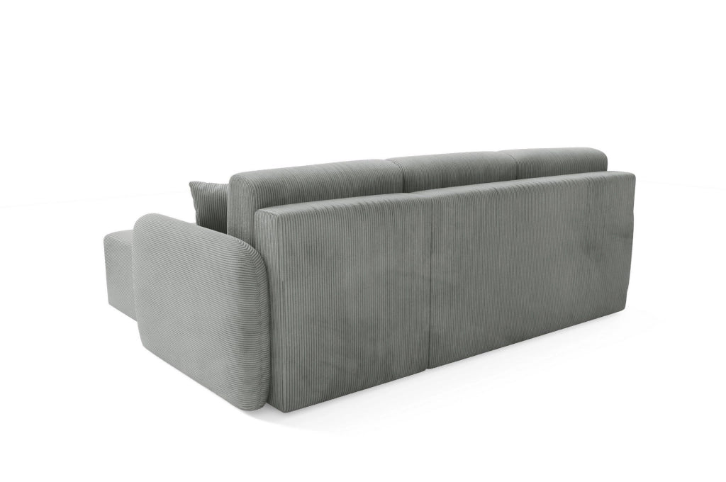 Ranco, Divano Letto con Penisola Contenitore, 245x185 cm Grigio