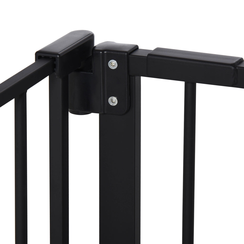 Barriera estensibile a forbice con chiusura automatica e doppio blocco per porte scale e corridoi in metallo nero