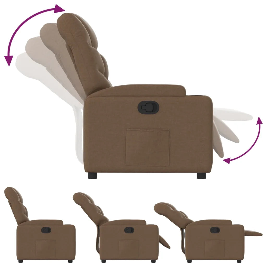 Divano Sedia-Poltrona Reclinabile in Tessuto Marrone 494408