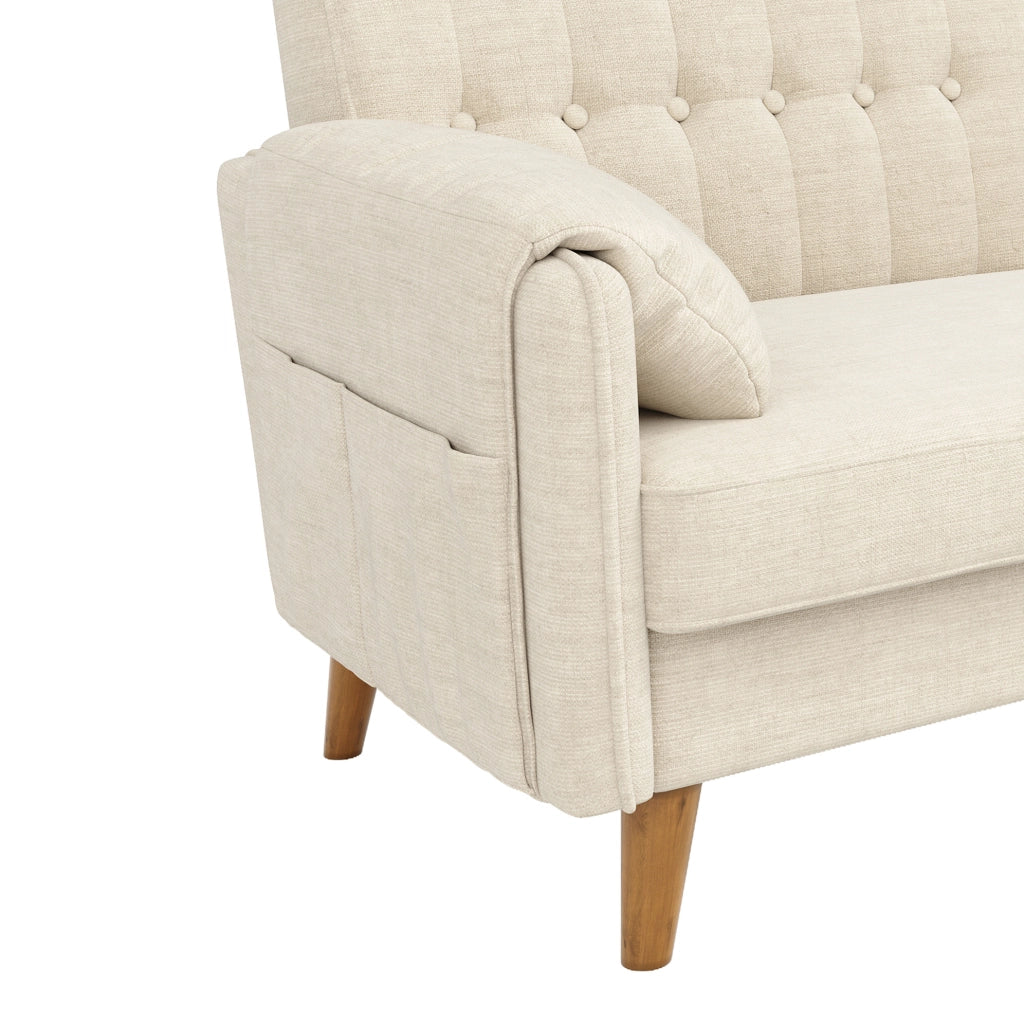 Divano a 2 posti in chenille beige 161;5 x 79 x 83;5 cm con struttura in ferro