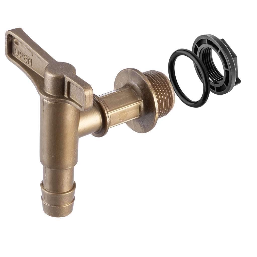 Rubinetto da giardino KADAX 3/4 per serbatoio di acqua piovana con valvola a barilotto.